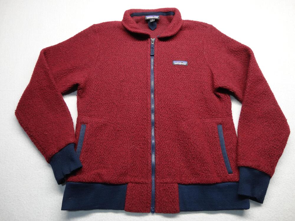 Patagonia Down Sweater Jacket Womens Medium Red Wool Fleece Full Zip STY26945